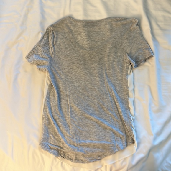 Ann Taylor Loft White Gray Fluid Tee XXSP Petite - Picture 2 of 4